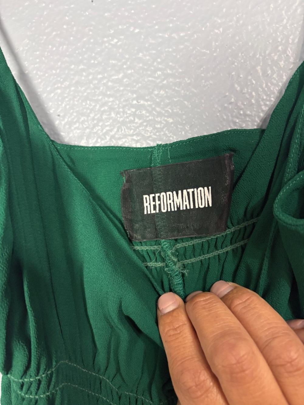 Reformation Tudor dress Elegant Green Maxi Dress with Spaghetti Straps - Picture 4 of 5